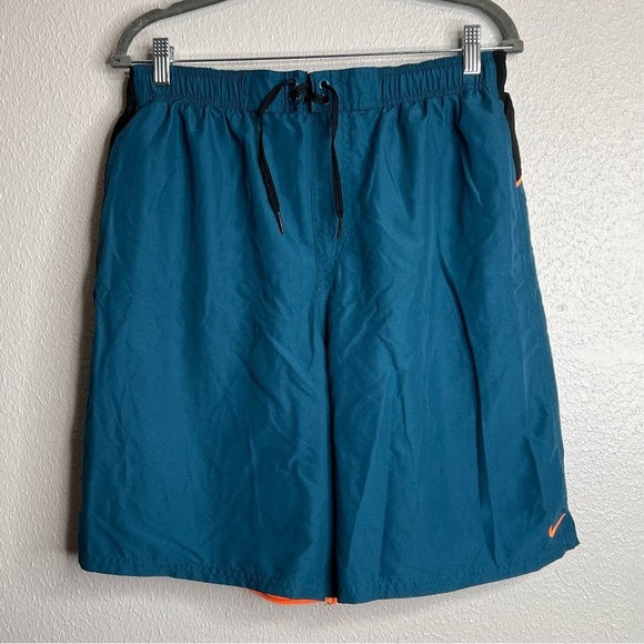 Nike Mens Swim Trunks Size XL Blue Orange Swoosh Logo Drawstring Beach Swimming - Picture 12 of 12